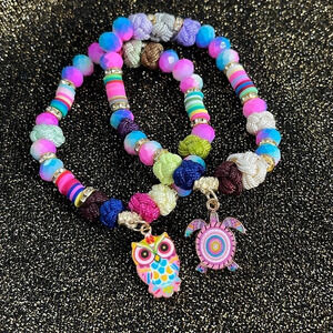 Kids Handcrafted Beaded & Braided Stretch Bracelet (2 piece set)